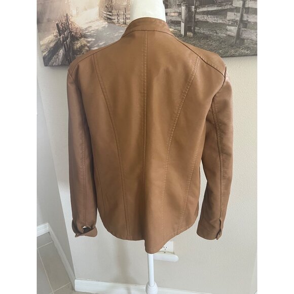 BACCINI faux leather tan jacket size MEDIUM fall - Picture 5 of 8